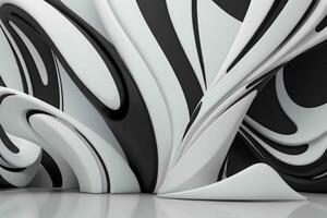 AI generated 3d rendering luxury white and black abstract background. Pro Photo