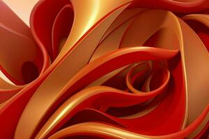 AI generated 3d rendering luxury red and golden abstract background. Pro Photo