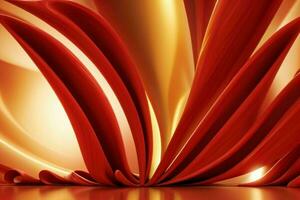 AI generated 3d rendering luxury red and golden abstract background. Pro Photo