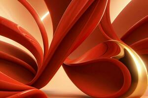 AI generated 3d rendering luxury red and golden abstract background. Pro Photo