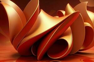 AI generated 3d rendering luxury red and golden abstract background. Pro Photo