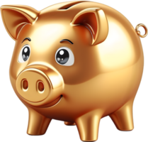 AI generated piggy bank with coins on transparent background png