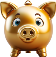 AI generated piggy bank with coins on transparent background png