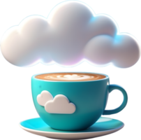 AI generated a cartoon cloud with rain drops in coffee cup png
