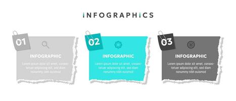 Modern business infographic template with 3 options or step icons. vector