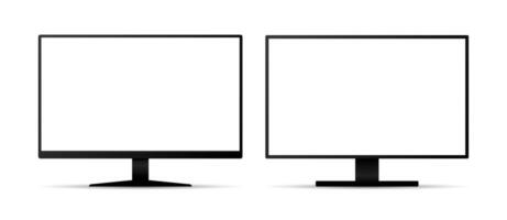 set of front view screen computer monitor mockup with blank white display vector