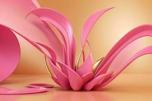 AI generated 3d rendering luxury pink and golden abstract background. Pro Photo