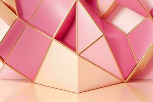 AI generated 3d rendering luxury pink and golden abstract background. Pro Photo