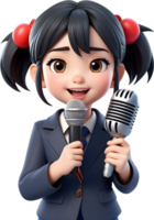 ai generato cartone animato ragazza con microfono png