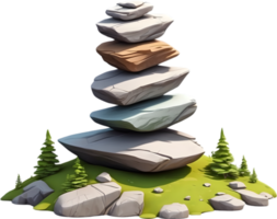 AI generated a stack of rocks on a grassy hill png