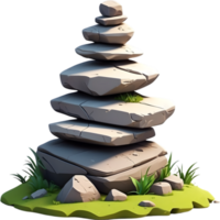 ai généré une empiler de rochers sur une herbeux colline png