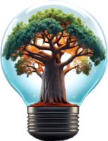 AI generated light bulb with tree inside png