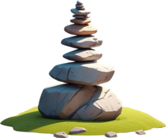 AI generated a stack of rocks on a grassy hill png