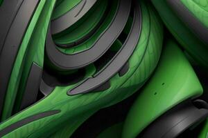 AI generated 3d rendering luxury green and black abstract background. Pro Photo