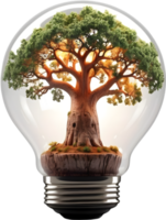 AI generated light bulb with tree inside png