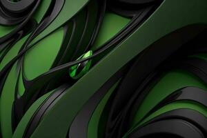 AI generated 3d rendering luxury green and black abstract background. Pro Photo