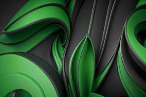 AI generated 3d rendering luxury green and black abstract background. Pro Photo