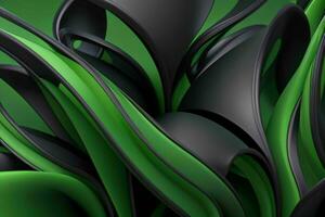 AI generated 3d rendering luxury green and black abstract background. Pro Photo
