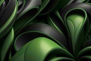 AI generated 3d rendering luxury green and black abstract background. Pro Photo