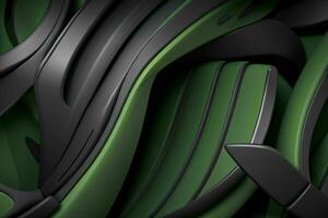 AI generated 3d rendering luxury green and black abstract background. Pro Photo