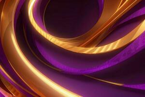 AI generated 3d rendering luxury bold purple and golden abstract background. Pro Photo