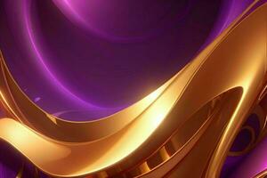 AI generated 3d rendering luxury bold purple and golden abstract background. Pro Photo