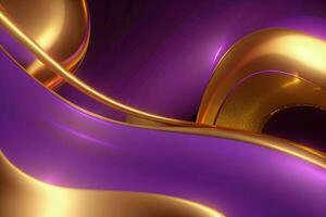 AI generated 3d rendering luxury bold purple and golden abstract background. Pro Photo