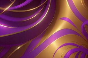 AI generated 3d rendering luxury bold purple and golden abstract background. Pro Photo