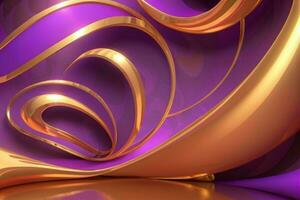 AI generated 3d rendering luxury bold purple and golden abstract background. Pro Photo