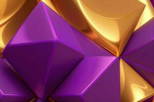 AI generated 3d rendering luxury bold purple and golden abstract background. Pro Photo