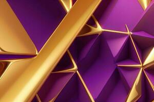 AI generated 3d rendering luxury bold purple and golden abstract background. Pro Photo