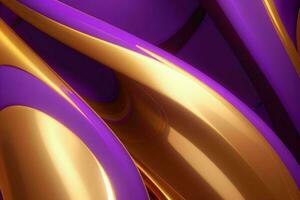 AI generated 3d rendering luxury bold purple and golden abstract background. Pro Photo