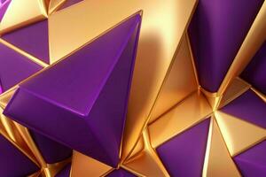 AI generated 3d rendering luxury bold purple and golden abstract background. Pro Photo