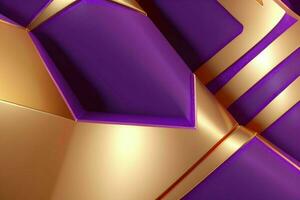 AI generated 3d rendering luxury bold purple and golden abstract background. Pro Photo