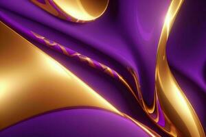 AI generated 3d rendering luxury bold purple and golden abstract background. Pro Photo