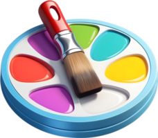 AI generated paint brush and paint palette on a transparent background png