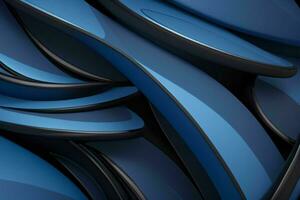 AI generated 3d rendering luxury blue and black abstract background. Pro Photo