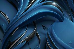 AI generated 3d rendering luxury blue and black abstract background. Pro Photo