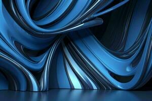 AI generated 3d rendering luxury blue and black abstract background. Pro Photo