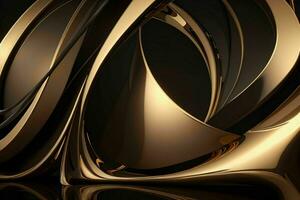 AI generated 3d rendering luxury black and golden abstract background. Pro Photo