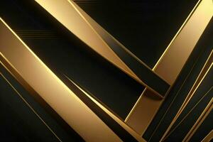 AI generated 3d rendering luxury black and golden abstract background. Pro Photo