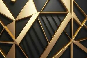 AI generated 3d rendering luxury black and golden abstract background. Pro Photo