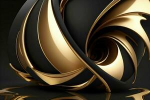 AI generated 3d rendering luxury black and golden abstract background. Pro Photo