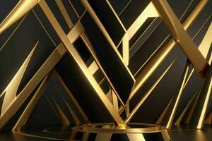 AI generated 3d rendering luxury black and golden abstract background. Pro Photo