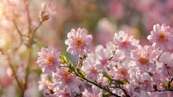 ai genererad solbelyst körsbär blommar i vår lugn video