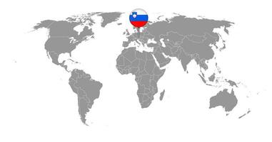 Pin map with Slovenia flag on world map. Vector illustration.