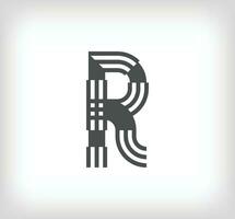 Letter R linear modern logo. The letter is in line strip form. Alphabet letter character and linear abstract design. logo, corporate identity, application, creative poster and more. vector