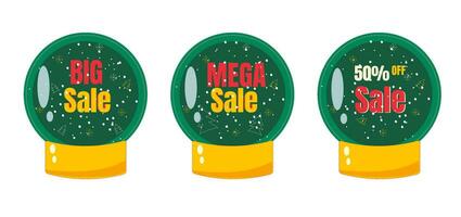 Mega,sale,label,banner,snow balls on isolated white background vector