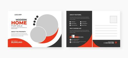 Abstract home for sale postcard template design vector