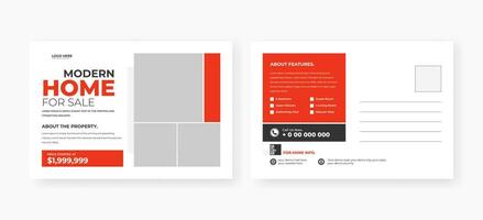 Abstract home for sale postcard template design vector